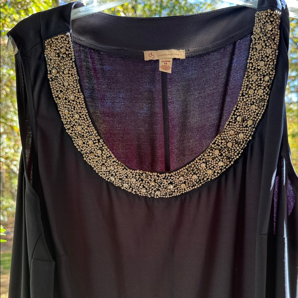Coldwater Creek Elegant Navy Blue Dress with Beaded Neckline - Picture 2 of 3